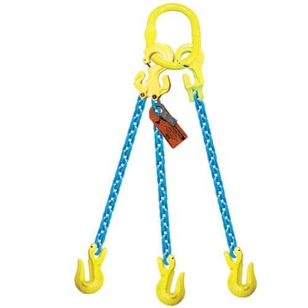 Grabiq Triple Leg 1/2 in Adjstbl Chain Slng TG3-GG, 10ft L, 39000lb WLL G-1/2-TG3-GG-10